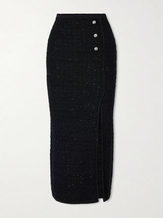 Alessandra Rich Gonna Midi In Maglia Con Decorazioni - Nero