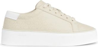 Calvin Klein Grijze Lace-Up Flatform Sneakers - Dames - Sneakers - Grijs - 41 EU - Polyester - Schoenen