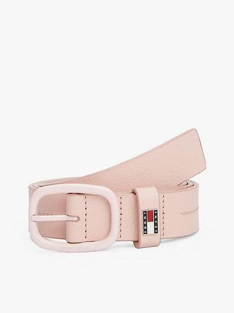 Tommy Hilfiger Logo Plaque Leather Belt