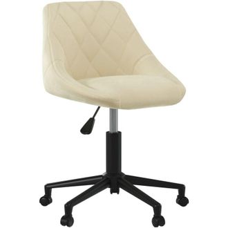 vidaXL Silla De Oficina Giratoria De Terciopelo Crema Vidaxl