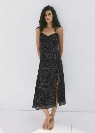 Mango Vestito pois dettaglio pizzo nero - Donna - XS - MANGO