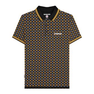 Lambretta Heren Geometrisch Poloshirt (Zwart/Goud)