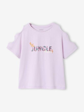 Vertbaudet T-Shirt M&auml;dchen JUNGLE mit Cut-Outs lila