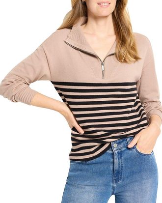 Nic+Zoe NIC+ZOE Zip Neck Saddle Sweater