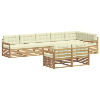 vidaXL Conjunto De Sof&aacute;s De Exterior 8 Uds. Blanco Y Crema Poli&eacute;ster Vidaxl