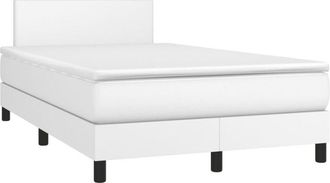vidaXL Vidaxl - Cama Box Spring Con Colch&oacute;n Cuero Sint&eacute;tico Blanco 120x190 Cm