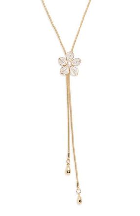 Nordstrom Painted Pansy Bolo Necklace in Ivory- Gold at Nordstrom