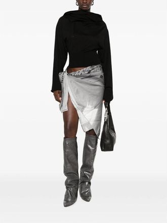 Rick Owens Draped-Neck Knit Blouse - Black