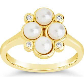 Sterling Forever Cosetta Imitation Pearl & CZ Ring in Gold at Nordstrom Rack, Size 8