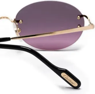Cartier CT0551S Rimless Oval Sunglasses - Gold