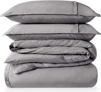 Bare Home 100% Organic Cotton Percale Duvet Cover and Sham Set in Light Grey at Nordstrom, Size California King
