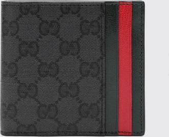Gucci Portafoglio bifold in tessuto GG Supreme con monogram e righe