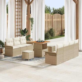 vidaXL Vidaxl - Conjunto De Sof&aacute; De Jard&iacute;n 10 Pcs Beige, Crema 80 X 80 X 71 Cm