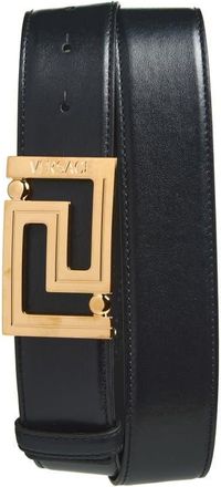 Versace Greca Leather Belt in Black Gold at Nordstrom, Size 105