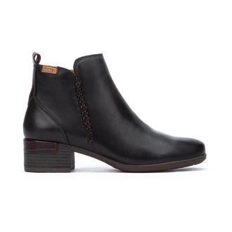 Pikolinos Enkellaars met leren details - Dames - Laarzen met Hak - Zwart - 40 EU - Schoenen