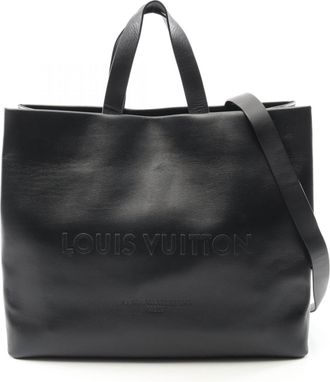 Louis Vuitton Black Leather Tote Bag (Pre-Owned)
