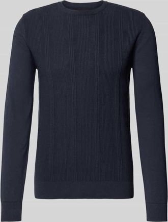 Blend Slim Fit Pullover in Strick-Optik Modell Baron in Marine, Gr&ouml;&szlig;e 3XL