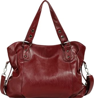Generic PU Leather Shoulder Bag Large Tote Bag Underarm Bag for Women Shopping (Red)