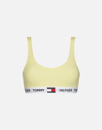 Tommy Hilfiger Womens Organic Cotton Logo Bralette, Elfin Yellow - Size: 10/8/10