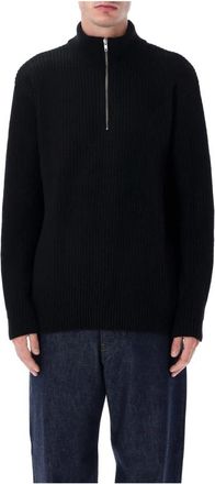 Colorful Standard Sweater met Korte Rits - Heren - Coltruien - Zwart - M - Wol - Truien & Vesten