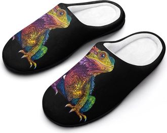 Generic Bearded Dragon Colorful Womens Slippers Warm House Slippers Indoor House Shoes with Anti-Skid Rubber Sole