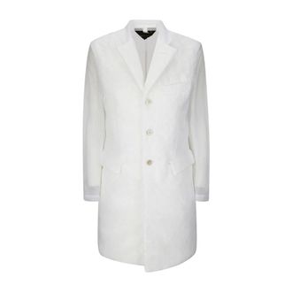Comme Des Garçons Single-Breasted Coats, female, White, Size: S White Buttoned Coat with Pockets
