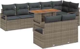 vidaXL Conjunto De Sof&aacute; De Jard&iacute;n 9 Pcs Gris Polirat&aacute;n Vidaxl