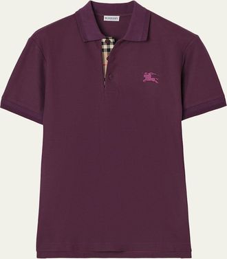 Burberry Mens Eddie Check-Placket Cotton Polo Shirt