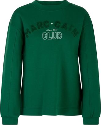 Marc Cain Sweatshirt met Beflockung - Dames - Sweatshirts - Groen - M - Katoen - Hoodies & sweatvesten