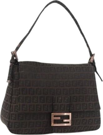 Fendi Pre-owned Shoulder Bags, female, Brown, Size: ONE SIZE Pre-owned Vintage Zucchino Shoulder Bag