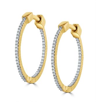 The Diamond Store 0.25ct Lab Diamond Hoop Earrings H/Si Quality in 9K Gold - 21mm
