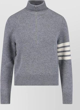Thom Browne knit sweater high collar button striped detail