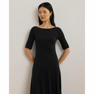 Ralph Lauren Halflange jurk met boothals en elleboogmouwen