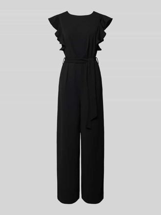 Apricot Jumpsuit mit Rundhalsausschnitt und Bindeg&uuml;rtel in Black, Gr&ouml;&szlig;e XXL
