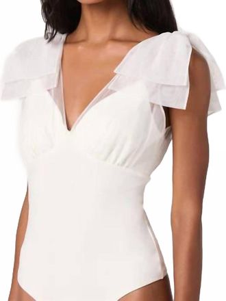 Astr Maelie Tulle Bow Detail Tank Bodysuit In White