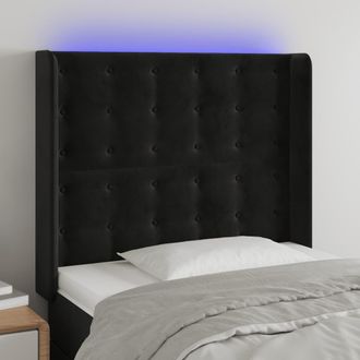 vidaXL Cabecero Con Led De Terciopelo Negro 83x16x118/128 Cm Vidaxl