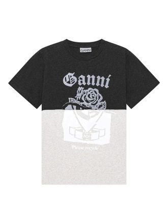 Ganni Katoenen T-shirt met logoprint - Grijs