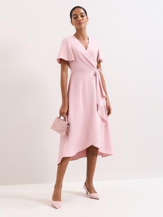 Phase Eight Julissa Wrap Midi Dress in Pale Pink at Nordstrom, Size 6