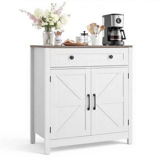 OEM Aparador Con Cajones, De Estilo R&uacute;stico, Ideal Para Sal&oacute;n, Entrada O Cocina, 75 X 37,5 X 80 Cm. Color Blanco Y Marr&oacute;n, Tablero De Part&iacute;culas Y Mdf, Pa