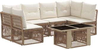 vidaXL Conjunto De Sof&aacute;s De Jard&iacute;n 7 Uds. Beige Rat&aacute;n Sint&eacute;tico Vidaxl