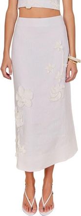 endless rose Crochet Flower Linen Maxi Skirt in Off White at Nordstrom, Size X-Small