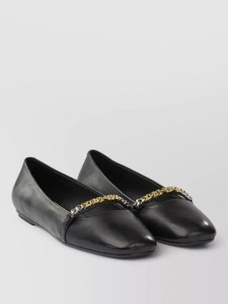 Pinko leather loafers almond toe chain detail
