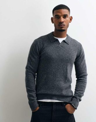 Blend maglione in misto lana con colletto grigio