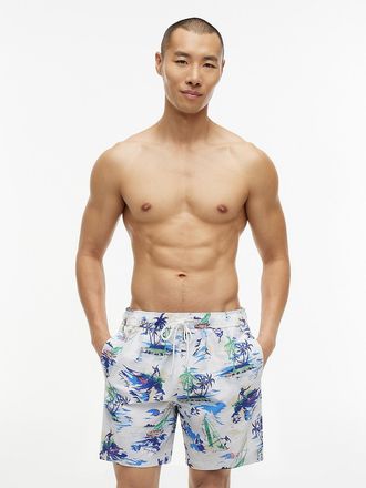 Tommy Hilfiger Mens Surf Print 7 Swim Trunk - White - 3XL