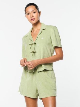 Sergio Tacchini Edda Cropped Shirt in Reseda at Nordstrom, Size Xx-Large