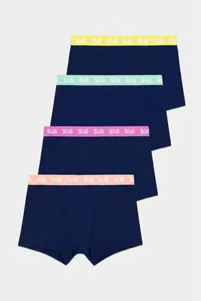 Stripe and Stare Womens Boxer Four Pack in Navy Neon Pastels at Nordstrom, Size X-Small
