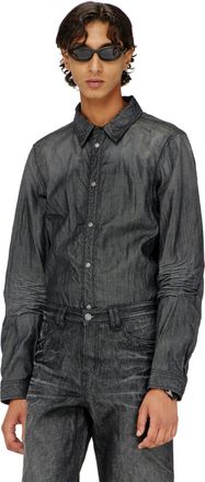 Diesel Shirt in creased denim - Denim Shirts - Man - Grey