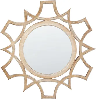 Beliani Beliani - Espejo Decorativo Redondo Moderno &Oslash; 60 Cm Hecho A Mano Madera De Abeto Claro Zapopan