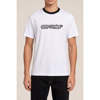Off-white Mens White Cotton Slim Fit Ringer Shirt, Size L