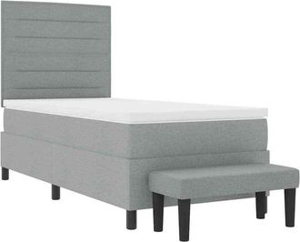 vidaXL Cama Tipo Box Spring Con Colch&oacute;n Gris Claro 90 X 200 Cm Tela Vidaxl